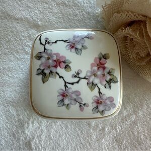 Vintage White and Pink Floral Music Jewelry Box Cherry Blossom Decor Accents